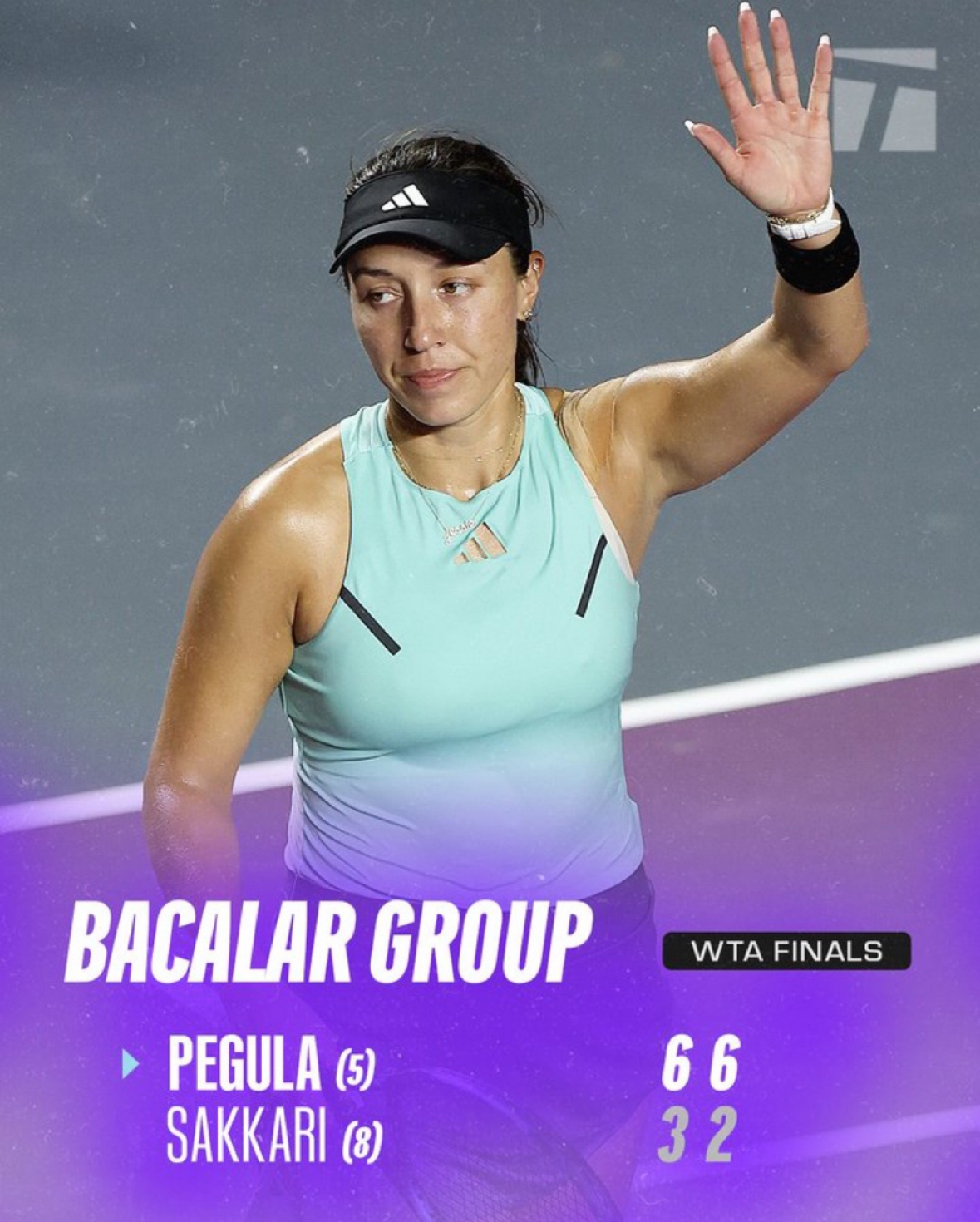 Jessica Pegula remains undefeated and defeats Maria Sakkari in the tennis group stage