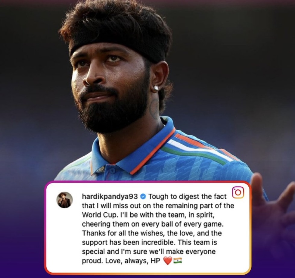 Hardik Pandya was ruled out of the ODI World Cup 2023 due to injury