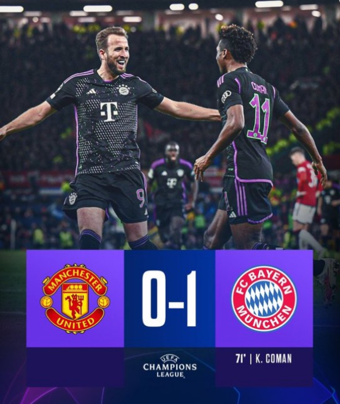 Manchester United eliminated from the Champions League with a 1-0 loss to Bayern Munich