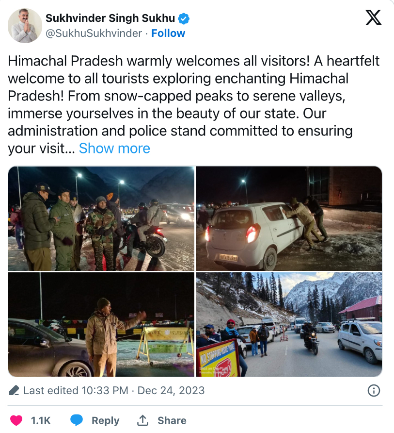 Christmas Traffic Chaos in Himachal's Lahaul and Spiti Captured by Drones