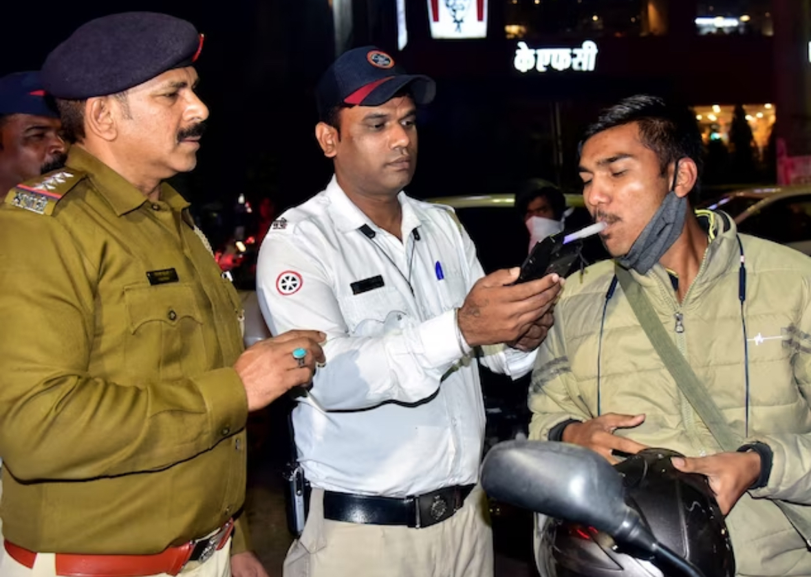 Over 4,200 challans were issued, and drink driving cases doubled on New Year's Eve in Delhi