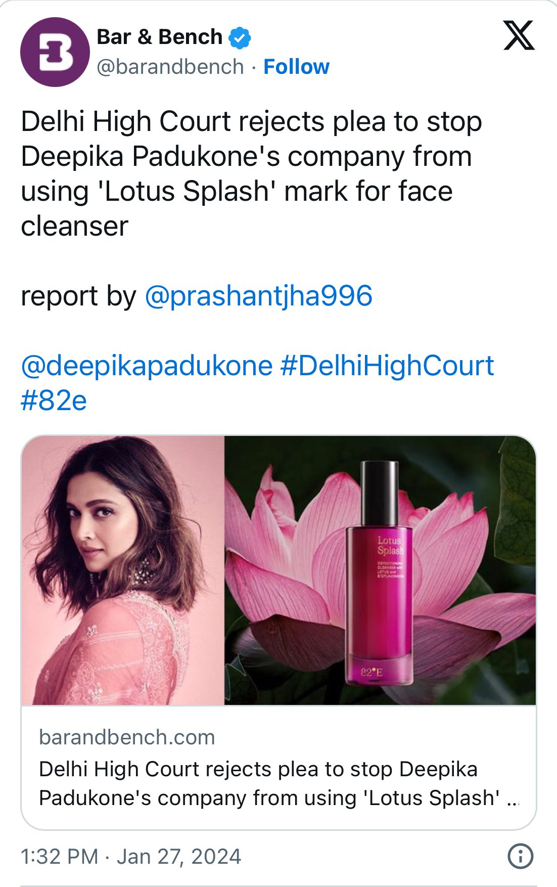 Lotus Herbals suing Deepika Padukone and her company