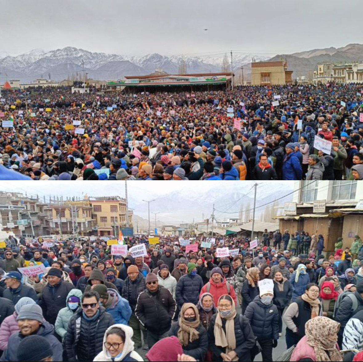 Ladakh Thousands Protest for Statehood, Constitutional Protections in Freezing Cold