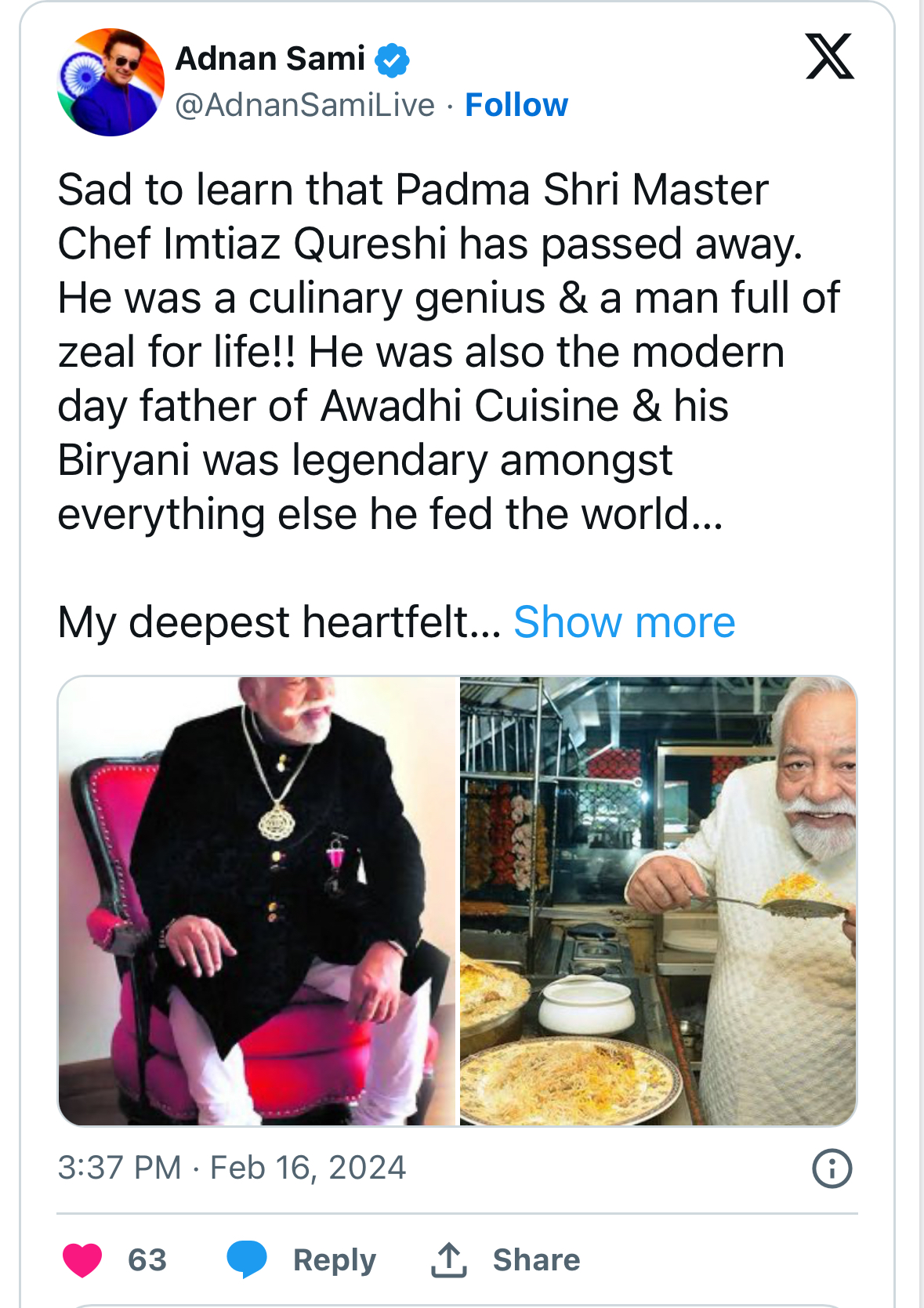 Legendary Dum Pukht chef Imtiaz Qureshi passes away at 93