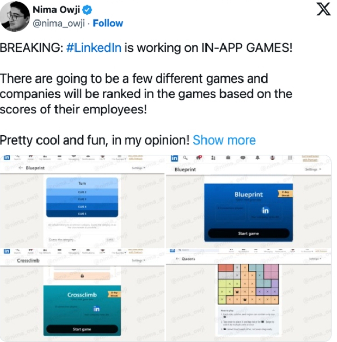 LinkedIn Adds Gaming Feature for Job Seekers to Play While Searching for New Roles