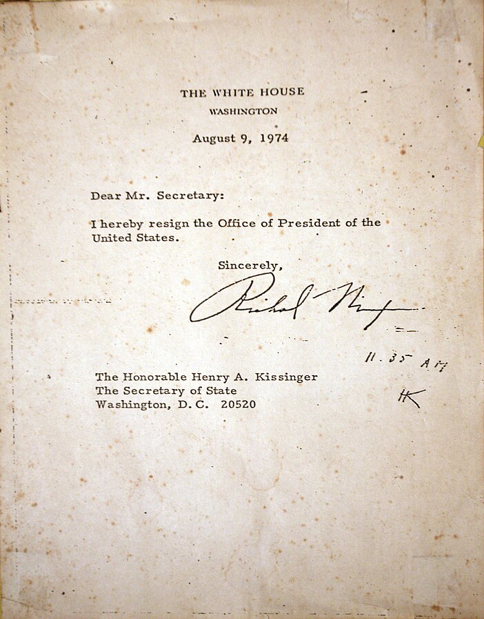 photo: Nixon's resignation letter