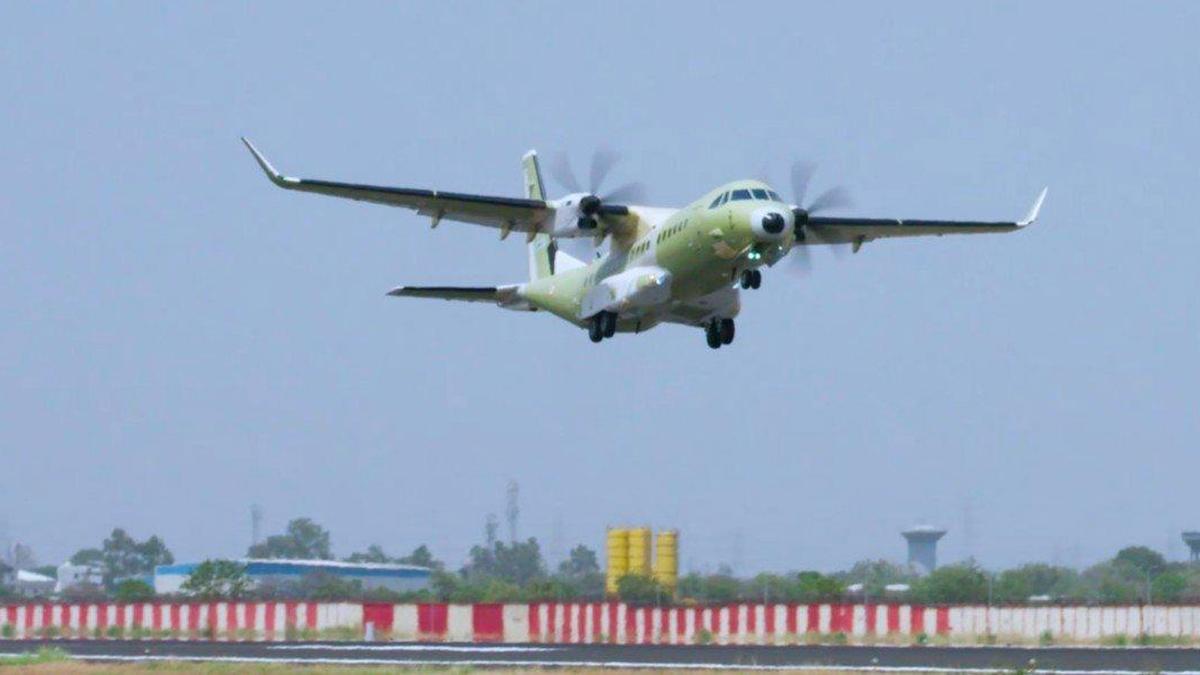first ‘made in india’ airbus c-295 aircraft completes maiden test flight from vadodara