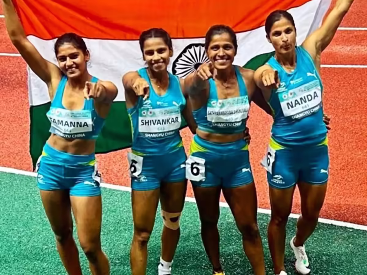 India Stun China to Win Women's 4x100m Relay Gold