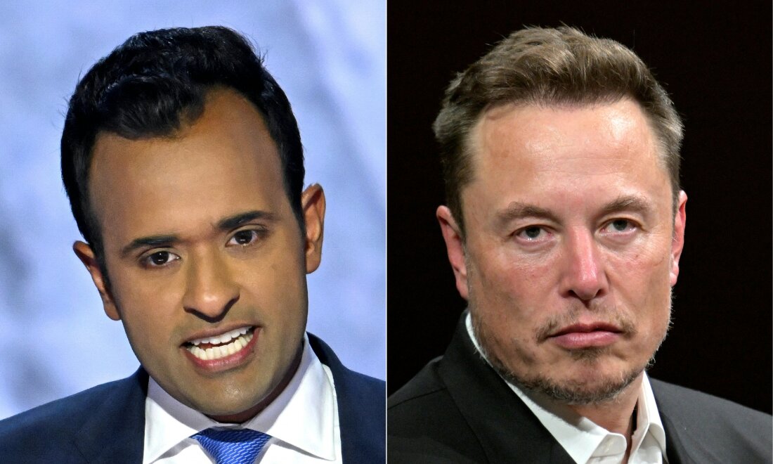 Elon Musk and Vivek Ramaswamy collage.