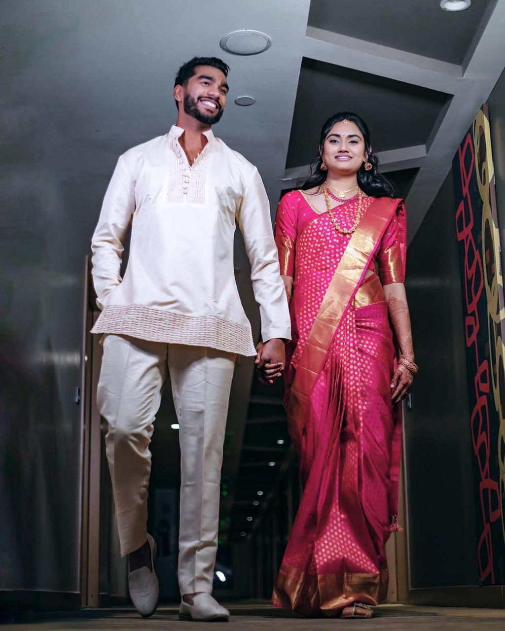 Venkatesh Iyer announced his engagement to Shruti Raghunathan with 3 delightful pictures along with the caption “On the next chapter of my life #engaged”