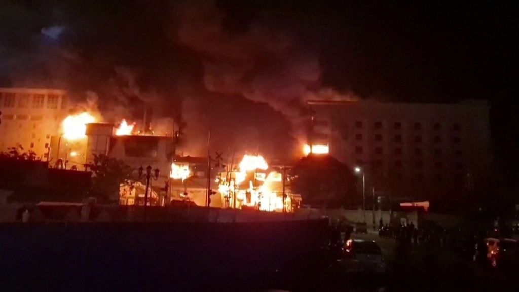 Fire at The Grand Diamond City on the Thai-Cambodian Border