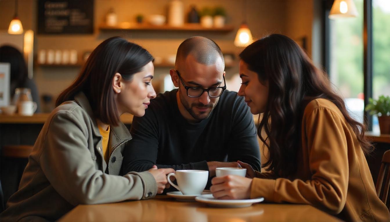 A comforting scene where friends support each other in a moment of vulnerability.