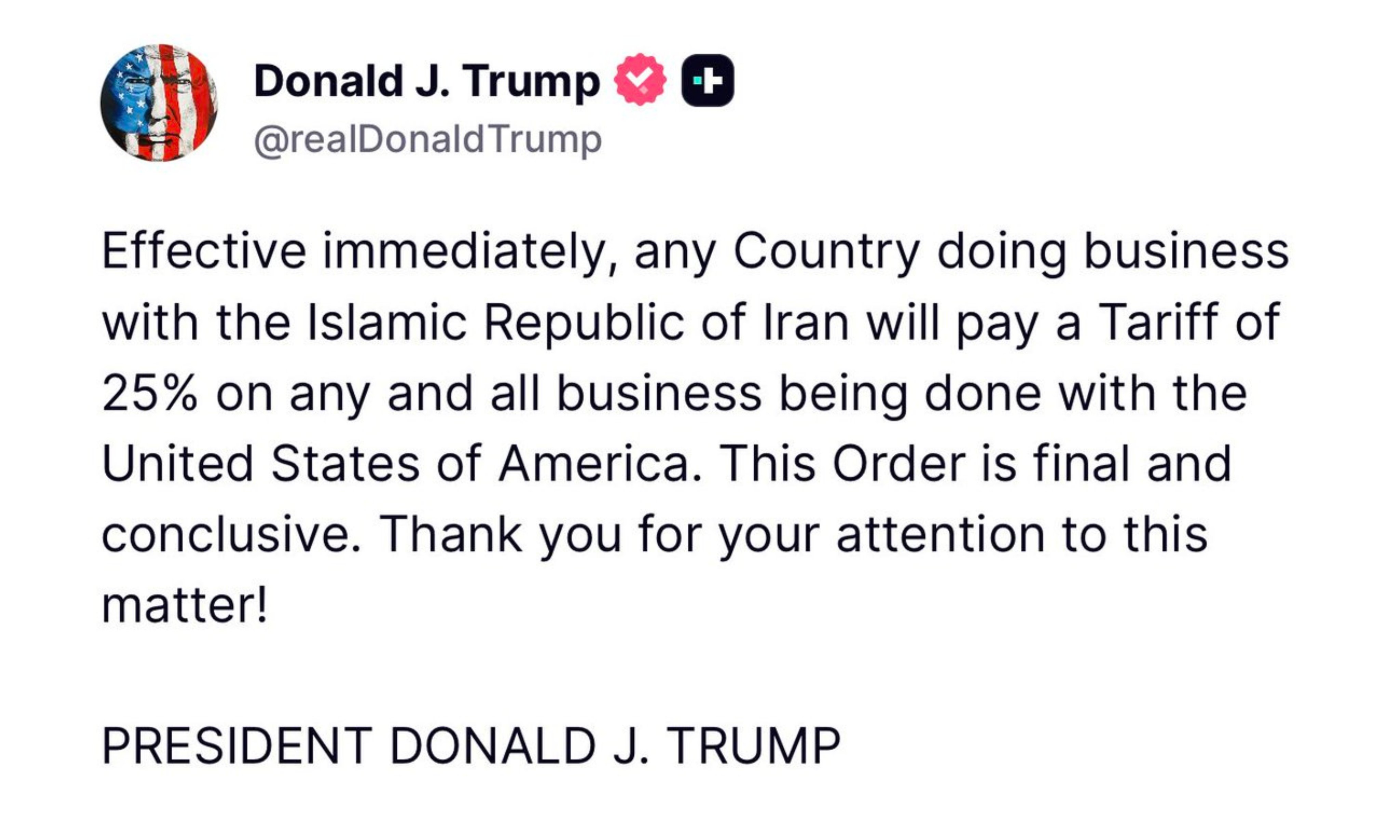 Trump’s 25% Tariff on Iran Trade: Impact on India, China