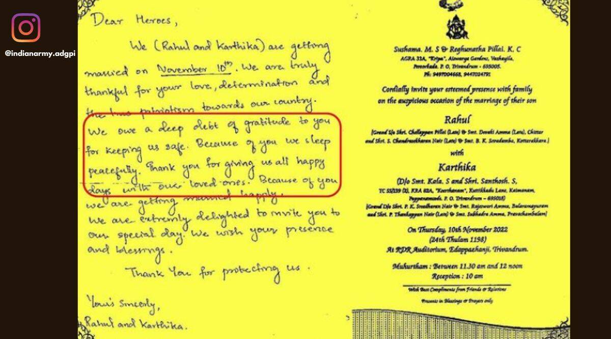 Wedding Invitation to Indian Army