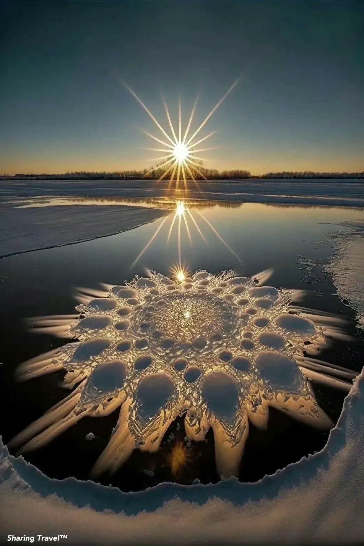 Erik Solheim posted a picture of "ice flowers" on the Songhua River in northeast China.