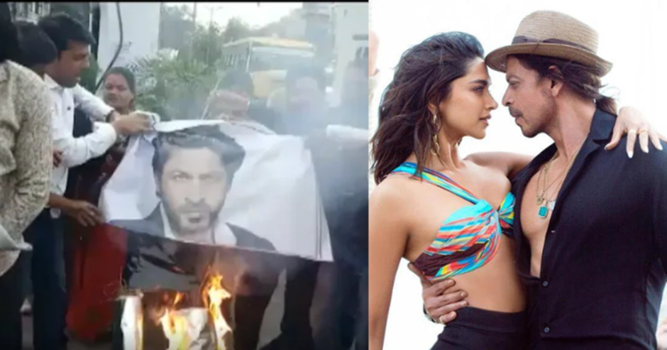 In protest of "Pathaan," Veer Shivaji Group activists marched to the streets of Indore and set SRK's effigy on fire. 