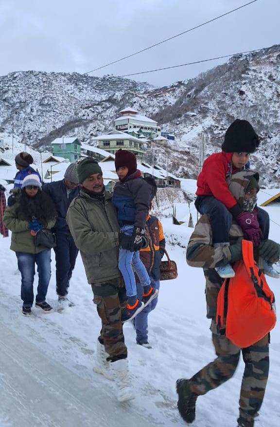 In Sikkim, The Trishakti Corps of the army executed the rescue mission until late Wednesday night, relocating the tourists to safer areas.