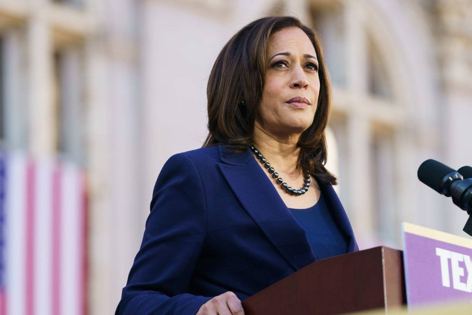 Kamala Harris giving a speech 