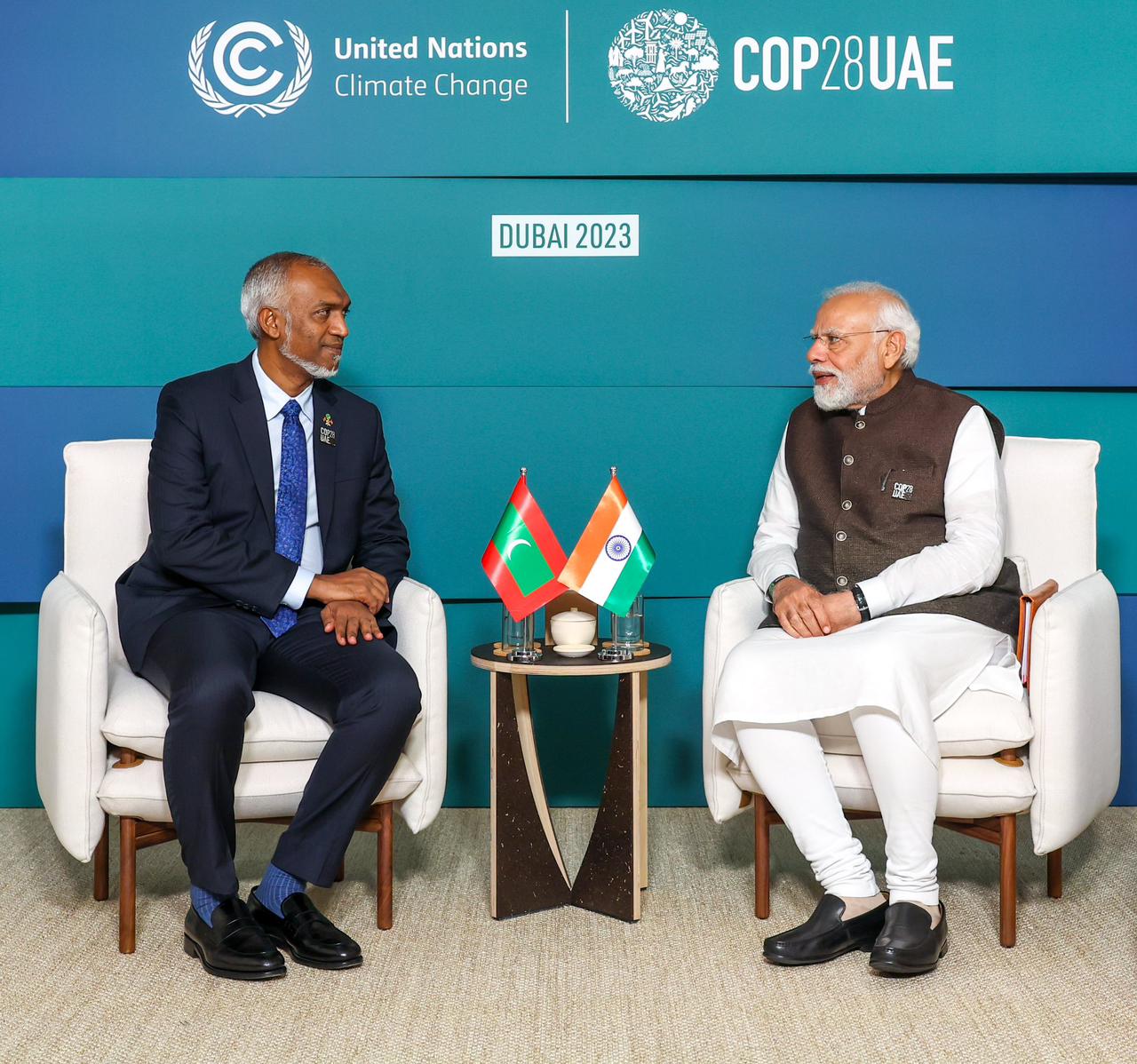 During COP28, PM Modi engaged in a bilateral meeting with Maldivian President Mohammed Muizzu, amid Muizzu claimed to be anti-indian