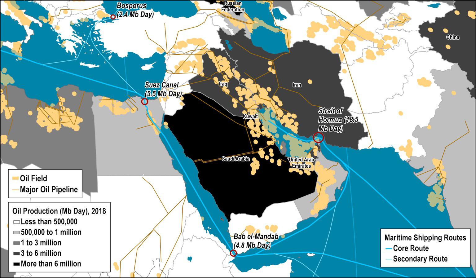  map of the Middle East with arrows indicating major oil-producing regions and shipping routes, emphasizing India's dependence on oil imports from the region and the potential risks associated with geopolitical tensions