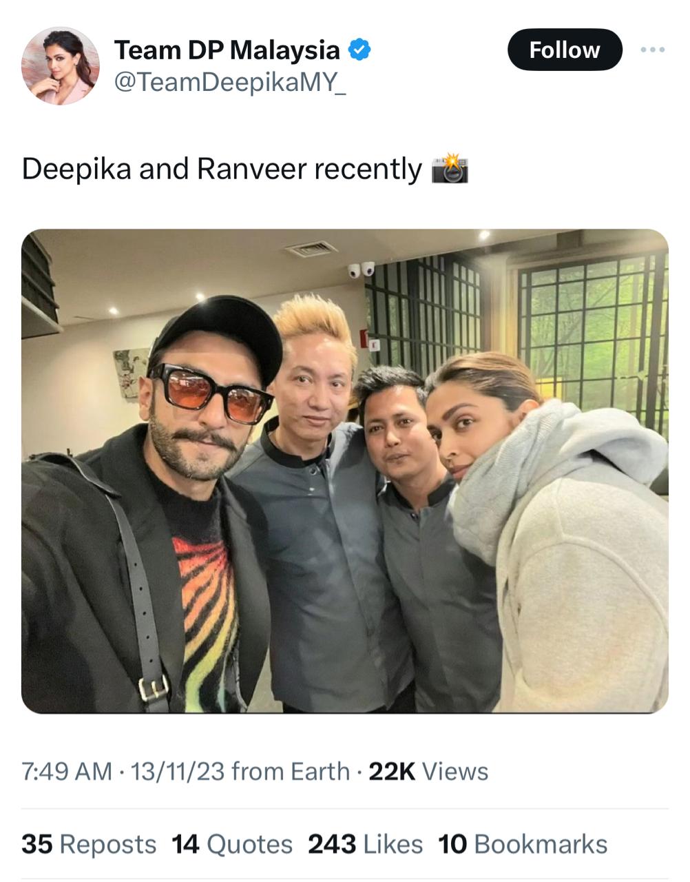  Ranveer and Deepika strike a pose with their fans. 