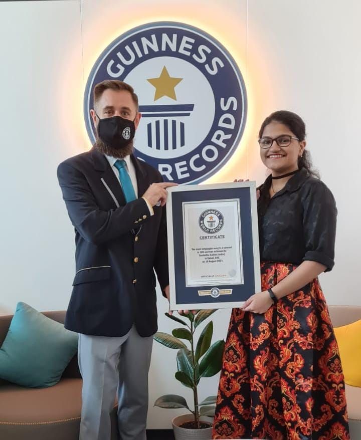 Guinness World Record for singing in 140 lingos set by 18 y/o UAE-based Indian