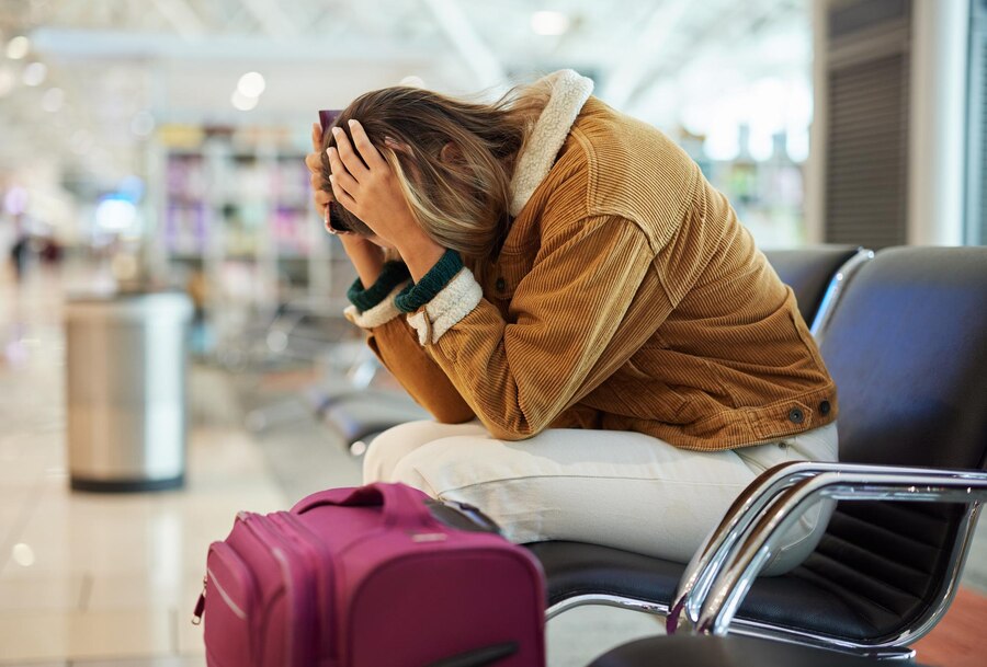 photo: flight cancelled angry passenger